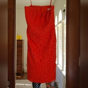 Red, J. Crew strapless dress, Size 8